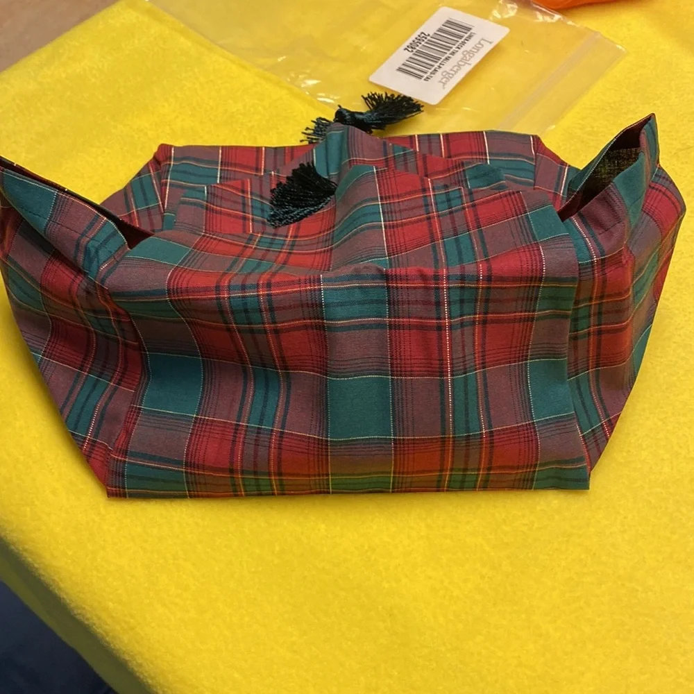 Longaberger fabric liner Deck the Halls. Plaid